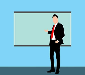 Illustration of man in front of display board - training teacher. thumbnail
