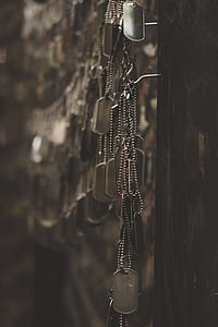 selective photo of a silver-colored dog tags thumbnail
