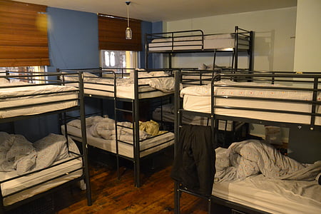 several bunk beds inside white room thumbnail
