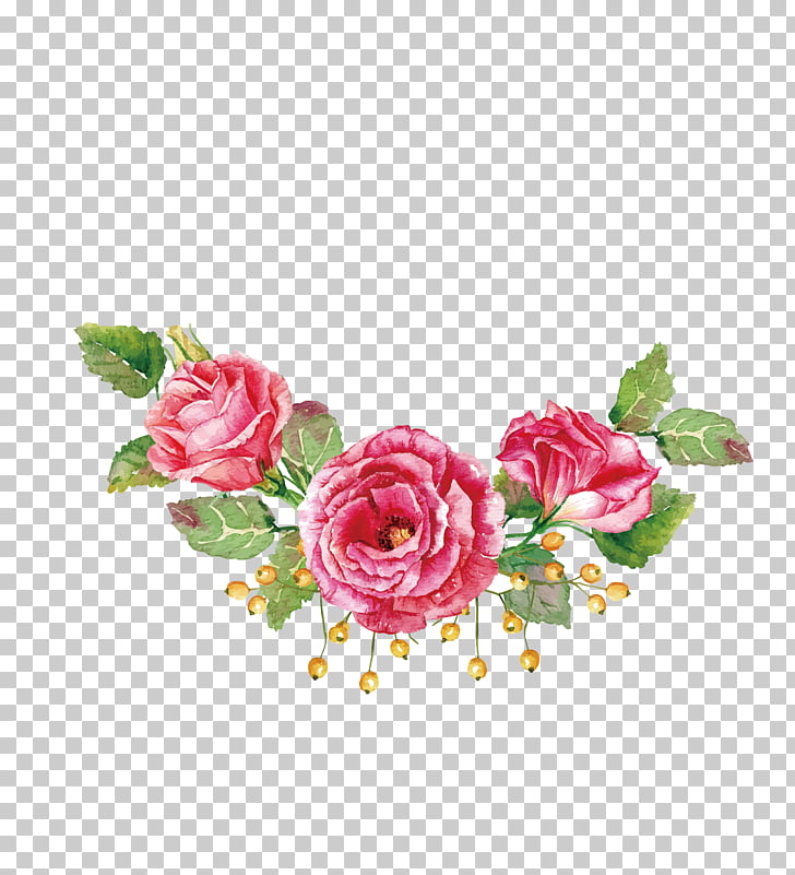 Flower bouquet Watercolor painting Beach rose, Watercolor roses material, three red petaled flowers PNG clipart