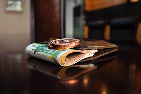 Cash bank notes and coins in wallet thumbnail