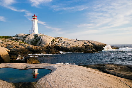 white lighthouse under blue sunny sky thumbnail