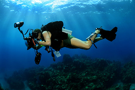 person filming underwater photo during daytime thumbnail