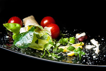 photo of green leaf vegetable and red fruits thumbnail