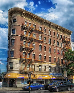 painted brown and white building thumbnail