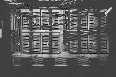 grayscale photography of mining rig thumbnail