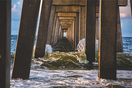 photo of dock pillars on body of water thumbnail