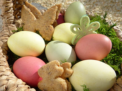 assorted-color egg on brown wicker basket thumbnail