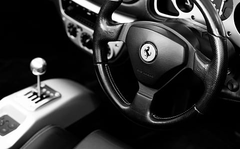 black Ferrari car steering wheel thumbnail