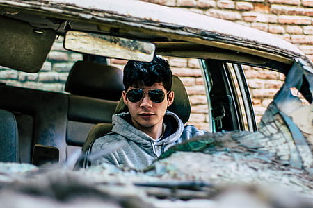 man inside a car wearing hoodie thumbnail