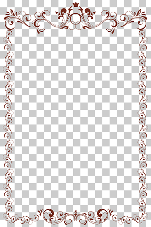 , Vintage Art border, red floral boarder line illustration PNG clipart