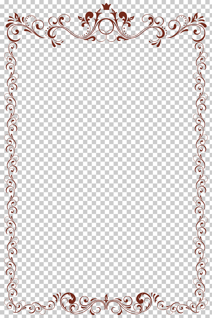 , Vintage Art border, red floral boarder line illustration PNG clipart