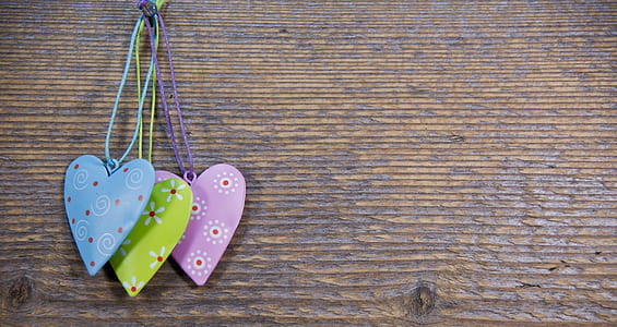 purple, green, and pink heart wall decors thumbnail