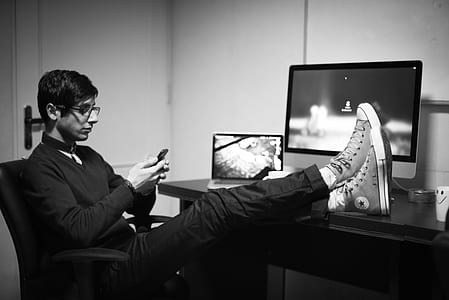black-and-white, man, feet, relaxation thumbnail