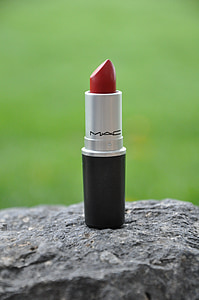red MAC lipstick on gray surface thumbnail