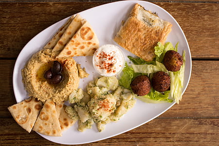 flat lay photography of flatbread on plate thumbnail