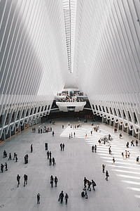 group of people walking inside white building thumbnail