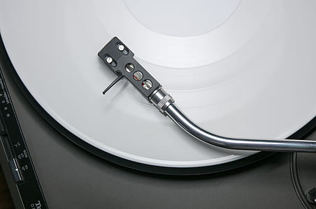 high angle view of white and gray turntable thumbnail