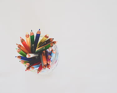 top view photo of colored pencils in glass jar thumbnail