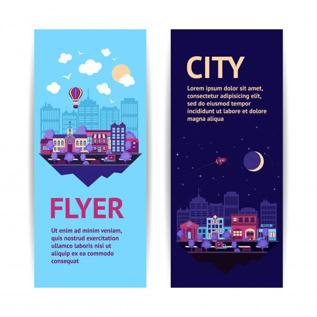 City Night Scape Night And Day Town Architecture Vertical Banner