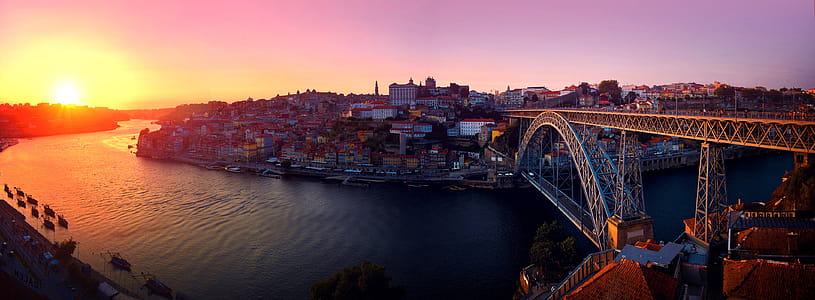 Porto - Portugal - Old Town at Sunset - Douro River - Luis I Bridge - Ribeira - Port Wine Cellars - UNESCO World Heritage Site thumbnail