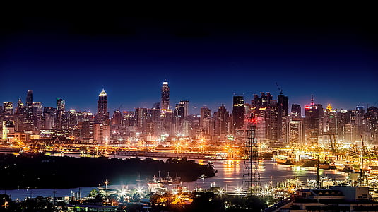 city, landscape, sky, lights thumbnail