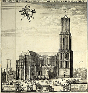 Utrecht Cathedral before the collapse of the nave, Netherlands thumbnail