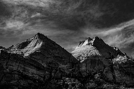 grayscale photography of mountains thumbnail
