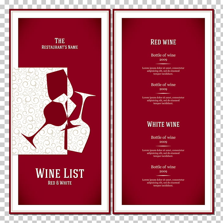 red wine cafe wine list menu drinks menu design red drink menu design