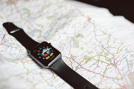 space grey Apple Watch with black strap thumbnail