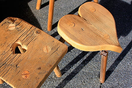 two square and heart wooden tables thumbnail