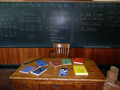 titled book on table near a chalkboard thumbnail