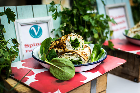 Healthy vegetarian wrap with spinach thumbnail