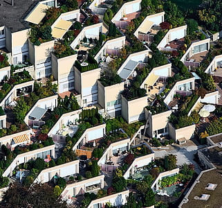 aerial view of houses with trees thumbnail