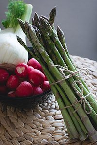 Fresh asparagus with radishes and fennel thumbnail