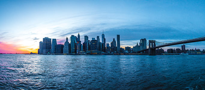 sea, city, dawn, sky thumbnail