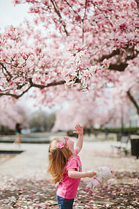 girl near the cherry blossom tree thumbnail
