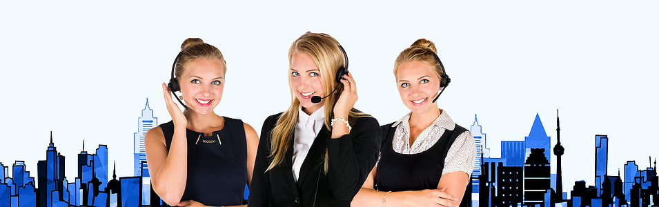 three woman wearing black headsets thumbnail