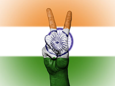 flag of India with peach hand sign thumbnail