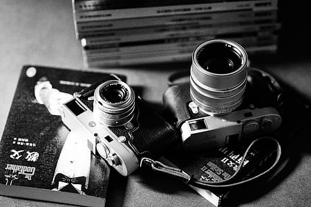 grayscale photo of digital cameras thumbnail