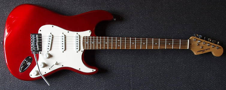 red and white electric guitar thumbnail