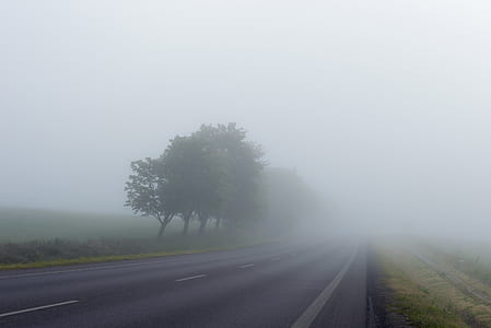 empty road surrounded by fog thumbnail