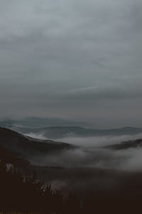 high angle photography of foggy mountain thumbnail