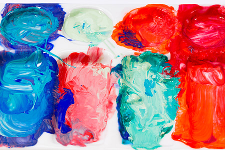 assorted-color water colors in white pallet thumbnail