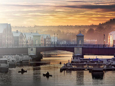 Dusk view of Trondheim Cityscape thumbnail