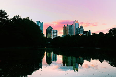 buildings and trees near body of water thumbnail