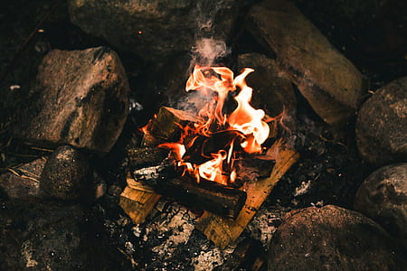 bonfire surrounded by rocks thumbnail