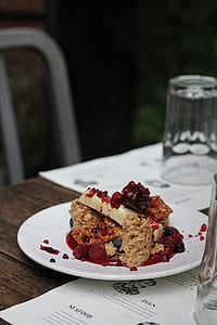 cream dessert on white plate thumbnail