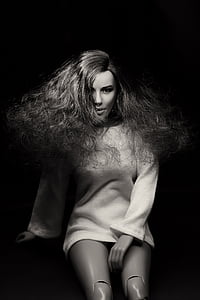 grayscale photography of a woman doll thumbnail