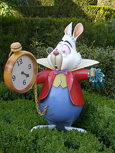 Alice in Wonderland rabbit character statue on garden thumbnail